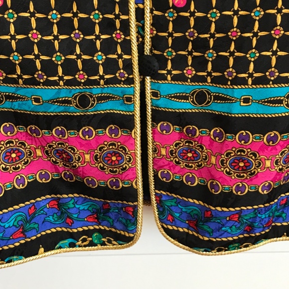 ADRIANNA PAPELL Safe Silk Evening Jacket Blazer Button Front Gold Detail Size 10 - Picture 5 of 16